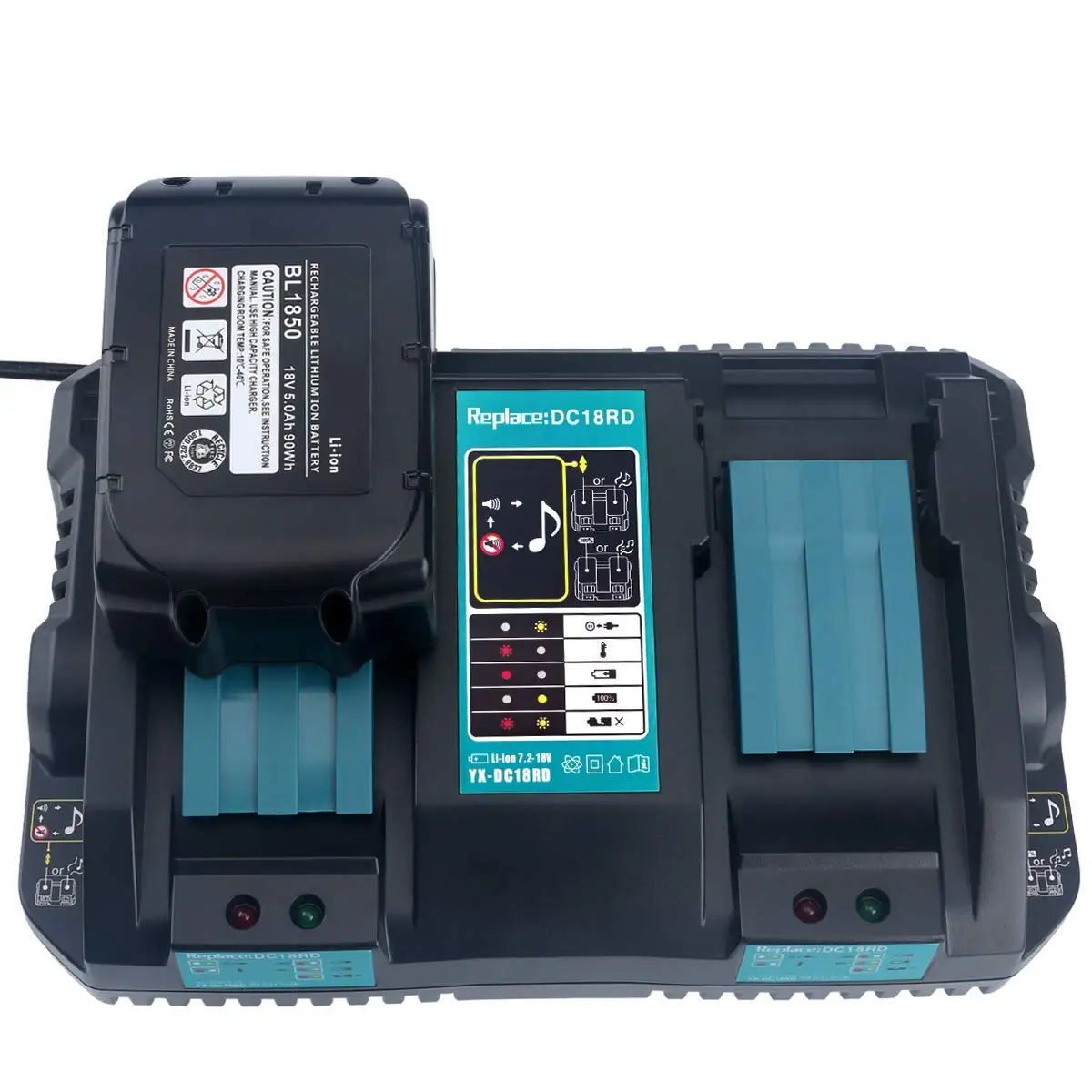 quick charger 6A 2 ports charging socket DC18RD for Makita BL1830 BL1890 lithium battery, Black
quick charger 6A 2 ports charging socket DC18RD for Makita BL1830 BL1890 lithium battery, Black