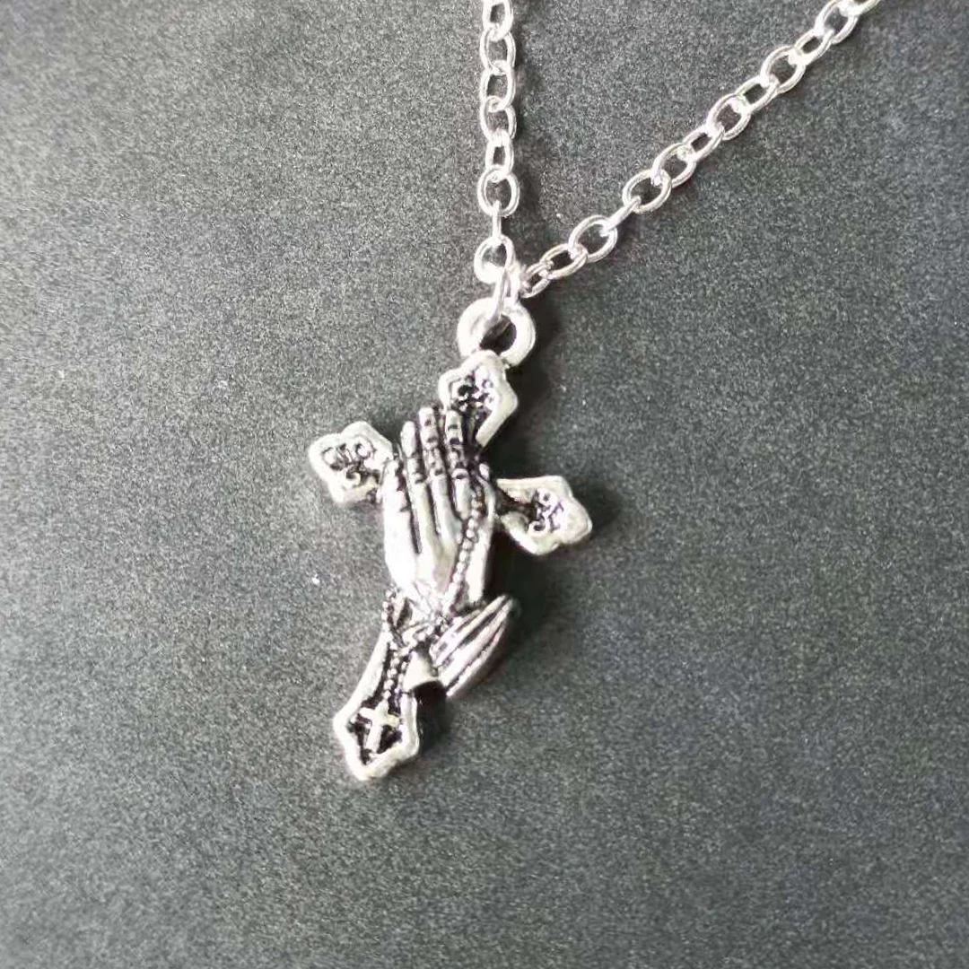 Christianity Jesus Faith Vintage Silver Praying Hands Cross Necklace Pendant cross pendant choker necklace
Christianity Jesus Faith Vintage Silver Praying Hands Cross Necklace Pendant cross pendant choker necklace