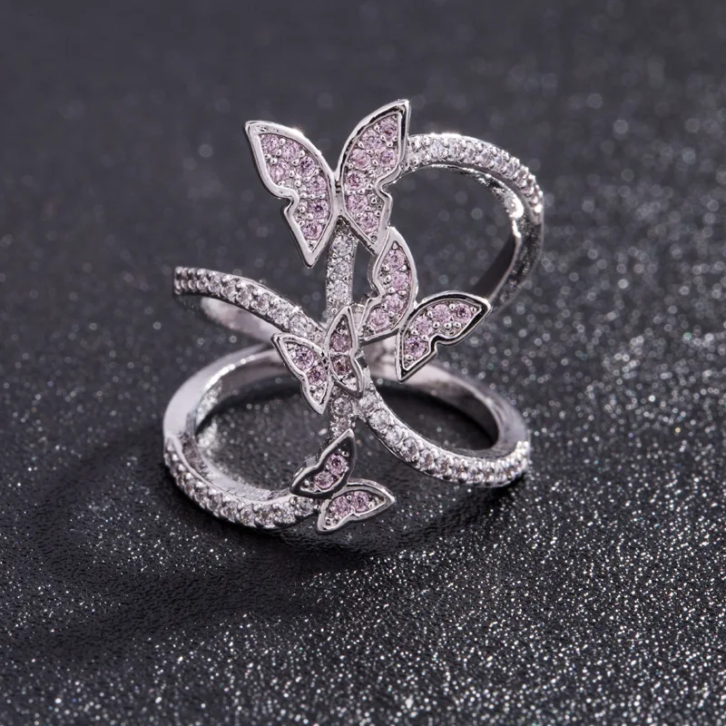Rhodium Plated White Copper 2020 Women Light Pink Wings Ring Trendy Jewelry Crystal Zircon Butterfly Rings, Ring diamond
Rhodium Plated White Copper 2020 Women Light Pink Wings Ring Trendy Jewelry Crystal Zircon Butterfly Rings, Ring diamond
