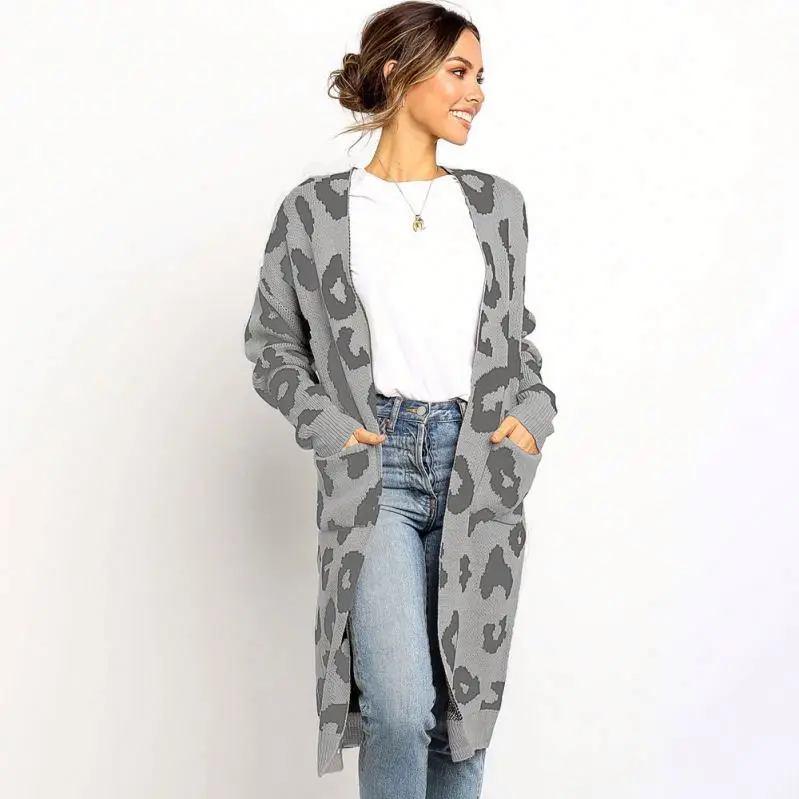 2020 New Fashion Autumn Winter Women knitwear leopard loose long coat 
2020 New Fashion Autumn Winter Women knitwear leopard loose long coat