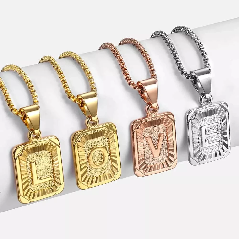 A-Z 26 Initials Pendant Letter Necklace For Women Men Gold Color Square Alphabet Charm Box Link Chain Couple Jewelry, Picture shows
A-Z 26 Initials Pendant Letter Necklace For Women Men Gold Color Square Alphabet Charm Box Link Chain Couple Jewelry, Picture shows