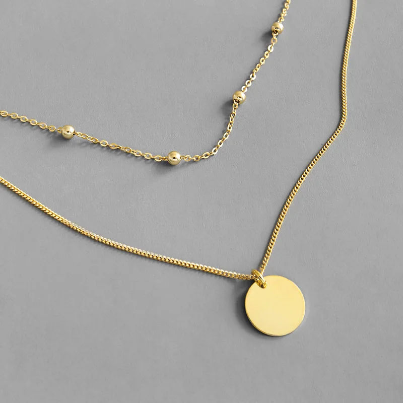 Latest 18K Gold Plating Double Layer Beads Chain Necklaces Real 925 Sterling Silver Geometric Round Disc Pendant Necklaces
Latest 18K Gold Plating Double Layer Beads Chain Necklaces Real 925 Sterling Silver Geometric Round Disc Pendant Necklaces