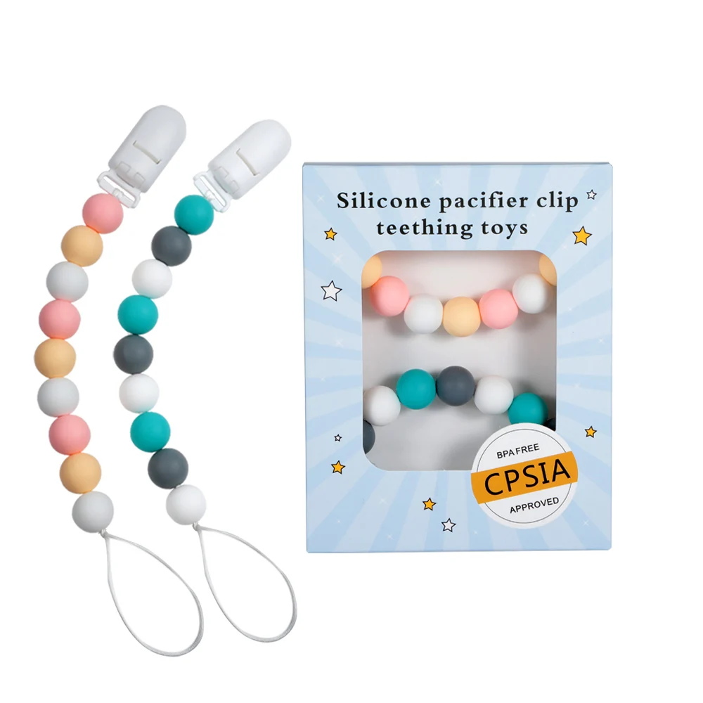 Wholesale Customized Baby Pacifier Chain Silicone Pacifier Holder Clip , Silicone teething chain, Mixed colors
Wholesale Customized Baby Pacifier Chain Silicone Pacifier Holder Clip , Silicone teething chain, Mixed colors