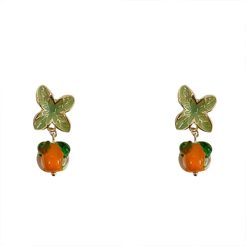 Cute Fashion Style Little Persimmon Leaves Stud Earrings Sweet Fruit Drop Earrings Summer Jewelry
Cute Fashion Style Little Persimmon Leaves Stud Earrings Sweet Fruit Drop Earrings Summer Jewelry