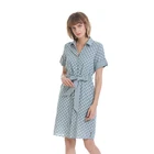 Anany ホット販売夏最後のファッション 100% ビスコース女性カジュアル半袖ブルーポルカドットドレス