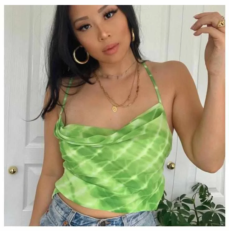 Tie Dye Backless Bandage Party Tops Fashion Summer Hollow Out Sexy Camis Tops Chic Vintage Sweet Green Crop Women Cloth
Tie Dye Backless Bandage Party Tops Fashion Summer Hollow Out Sexy Camis Tops Chic Vintage Sweet Green Crop Women Cloth