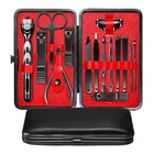 Updated 2019 Version Manicure Pedicure Set Stainless Steel Nail Clippers Set 14 in 1 Grooming Kit with Men Razor