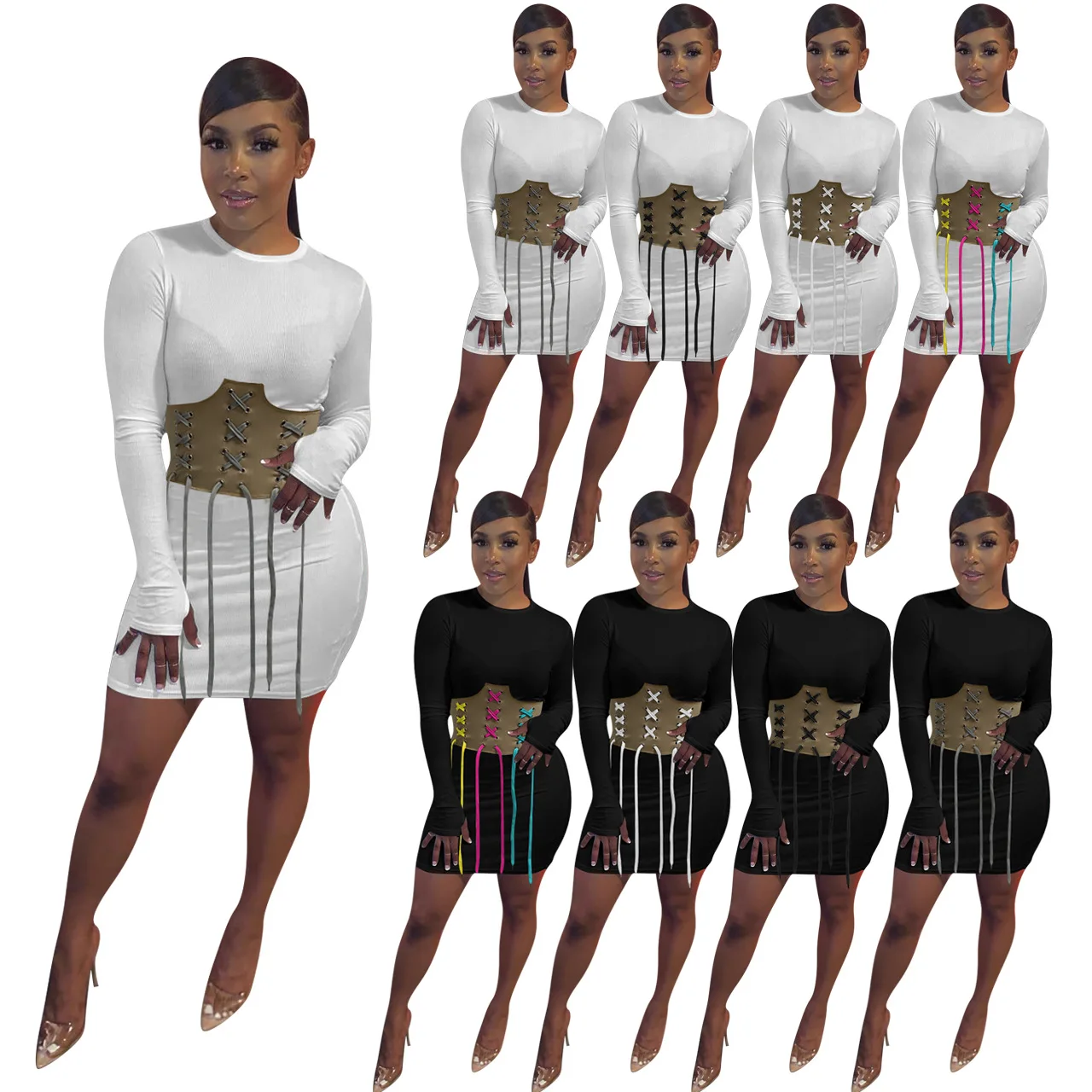 WX017 Popular dropshipping agent long sleeve stylish sexy dress lace up autumn casual dresses girdle waist bodycon dress women
WX017 Popular dropshipping agent long sleeve stylish sexy dress lace up autumn casual dresses girdle waist bodycon dress women