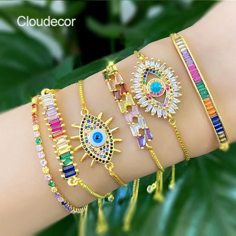 Fashion New EvilEye Bracelet Micro Inlaid Zircon Adjustable Gemstone Bracelets Women Jewelry Colorful Crystal Bracelet Set Gold, Steel/gold/rose gold
Fashion New EvilEye Bracelet Micro Inlaid Zircon Adjustable Gemstone Bracelets Women Jewelry Colorful Crystal Bracelet Set Gold, Steel/gold/rose gold