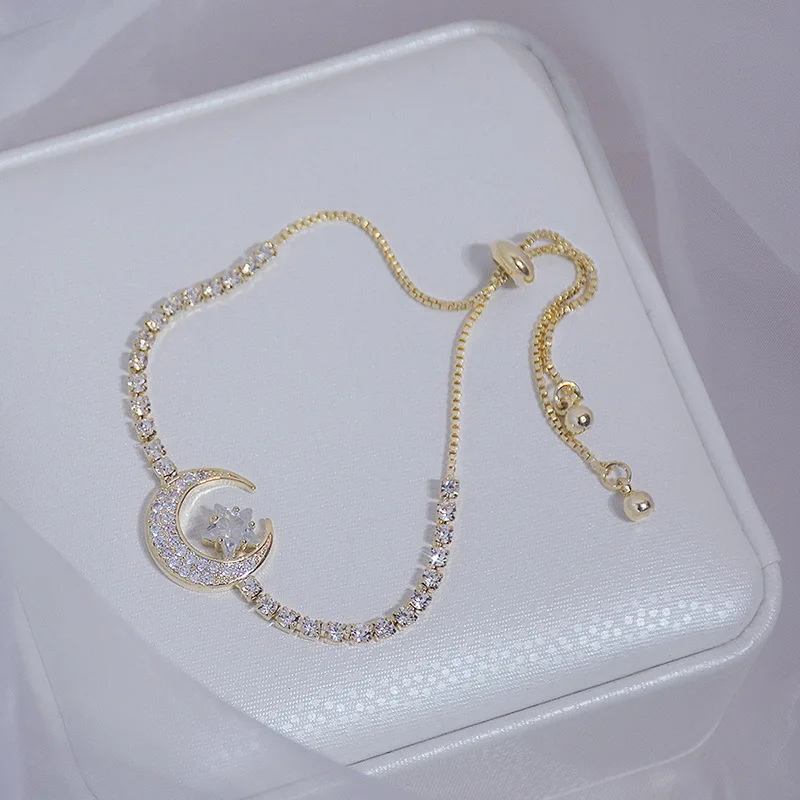 2021 New Arrival Delicate Zircon Moon Star Bracelet Adjustable Bling Cubic Star Moon Charm Bracelet For Party
2021 New Arrival Delicate Zircon Moon Star Bracelet Adjustable Bling Cubic Star Moon Charm Bracelet For Party