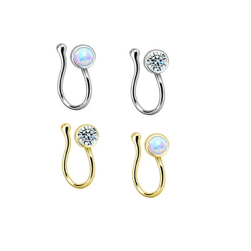 Simple Gold Silver Cz Diamond U Shape Faux Nose Rings With Women Non Piercing Opal Nose Cuffs
Simple Gold Silver Cz Diamond U Shape Faux Nose Rings With Women Non Piercing Opal Nose Cuffs