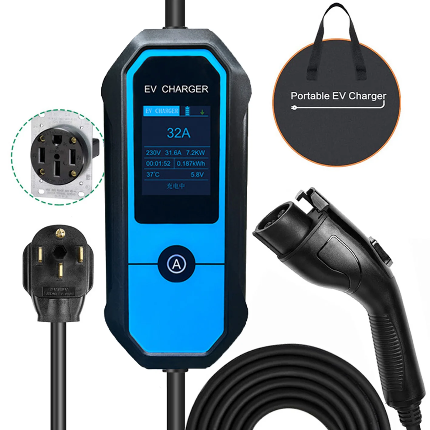 Electric vehicle charger station portable 32A ev car 7kw portable charger Type 1 with NEMA14-50
Electric vehicle charger station portable 32A ev car 7kw portable charger Type 1 with NEMA14-50