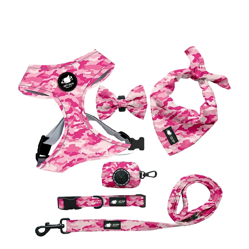 New Pet Lovely Tactical Soft Leash Collar Harness Polyester Pattern Dog Harness Bow Tie And Leash Set, Pink
New Pet Lovely Tactical Soft Leash Collar Harness Polyester Pattern Dog Harness Bow Tie And Leash Set, Pink