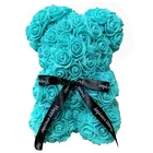 25cm Wholesale custom Cartoon Rose Teddy Bear Flowers Valentines Romantic Artificial Party Wedding Decoration DIY Gifts