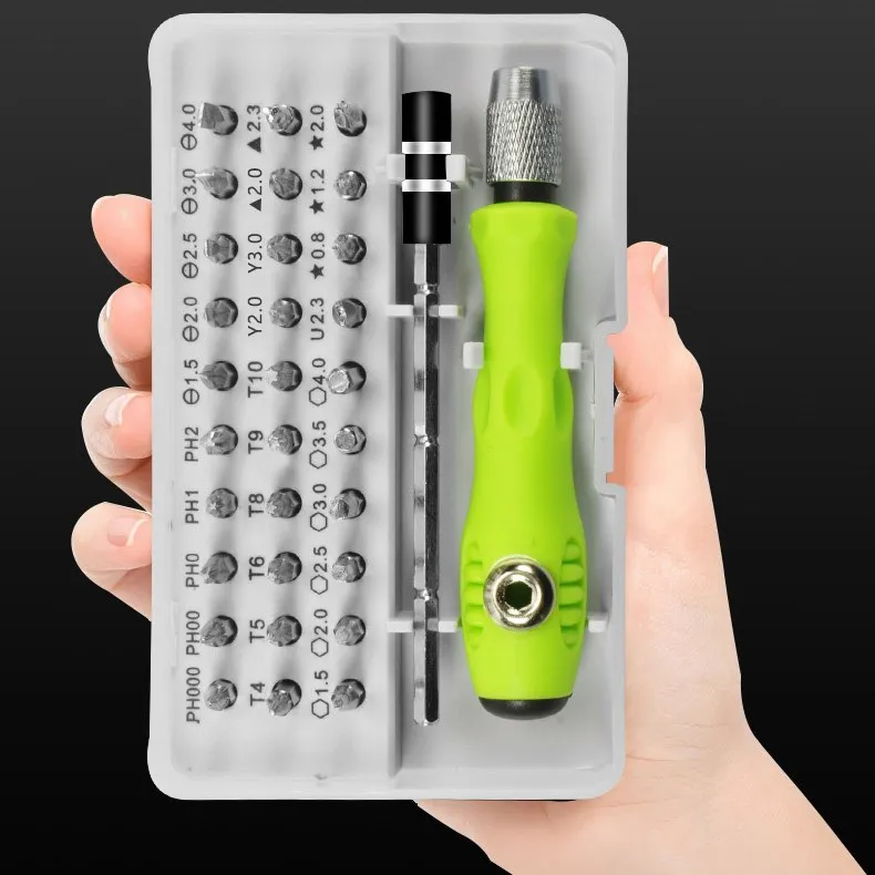 32 in 1 Travel Portable Interchangeable Insulated Pocket Screwdriver Tools Gadgets Set for Phone, Glasses, Green