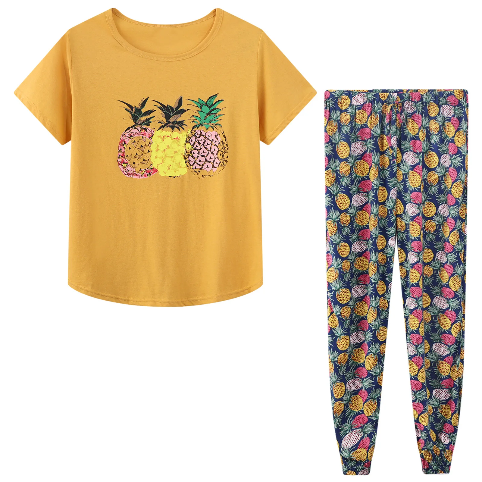 2 Piece Set cotton Home wear for Women Loose Pajamas 2021 Short Sleeve T Shirt and Pants Autumn Home Clothes for Women
2 Piece Set cotton Home wear for Women Loose Pajamas 2021 Short Sleeve T Shirt and Pants Autumn Home Clothes for Women