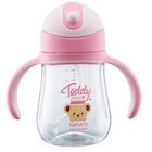 Custom plastic food grade BPA free 360 leak proof training feeding bottle baby sippy cup with handle