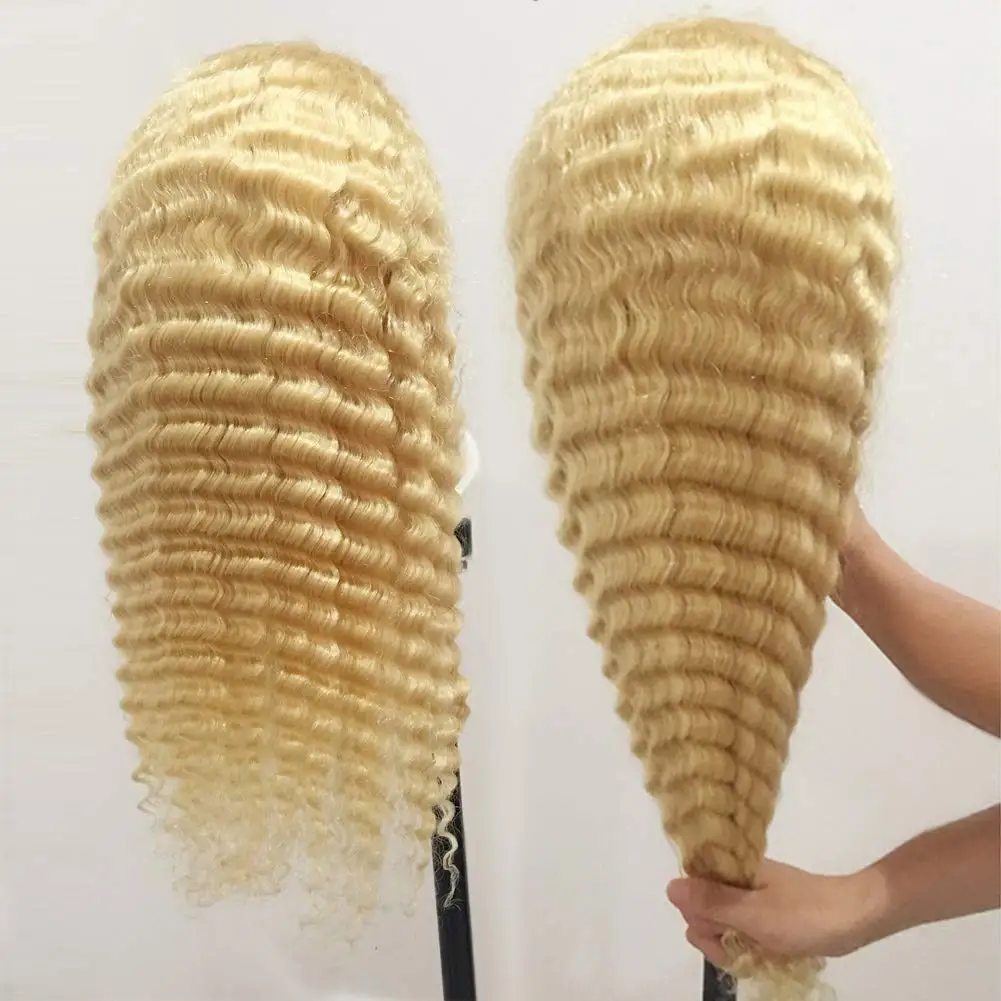 613 Blonde Lace Front Wig Human Hair 16 inches Deep Wave Human Hair Wigs With Baby Hair 150% Density for Black Women
613 Blonde Lace Front Wig Human Hair 16 inches Deep Wave Human Hair Wigs With Baby Hair 150% Density for Black Women
