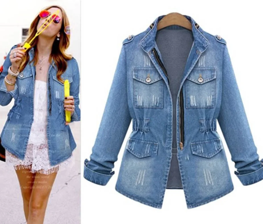 Plus Size Blue Denim Jacket Women Short Jean Denim Coat Ladies Bike Jackets Woman Apparel, Customized color
Plus Size Blue Denim Jacket Women Short Jean Denim Coat Ladies Bike Jackets Woman Apparel, Customized color