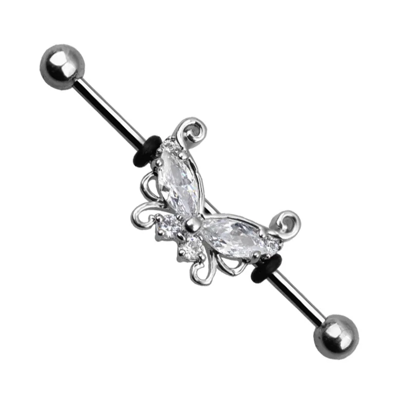 1pcs Stainless Steel Crystal Butterfly Design Earring Barbell Industrial Ear Cartilage Tragus Helix Body Piercing Fine Jewelry
1pcs Stainless Steel Crystal Butterfly Design Earring Barbell Industrial Ear Cartilage Tragus Helix Body Piercing Fine Jewelry