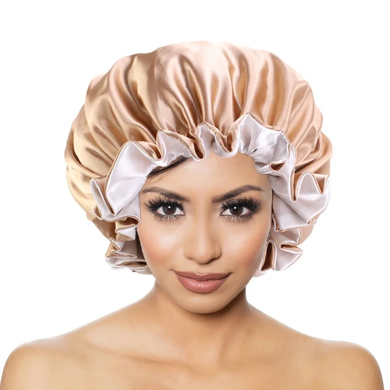 Fancy Reusable Women Double-Layer Waterproof Custom Logo Satin Adults Shower Cap, Picture
Fancy Reusable Women Double-Layer Waterproof Custom Logo Satin Adults Shower Cap, Picture
