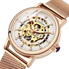 The newest hot sale fashionable charm wrist watch female mechanical watch lady hand case dial transparent diamond