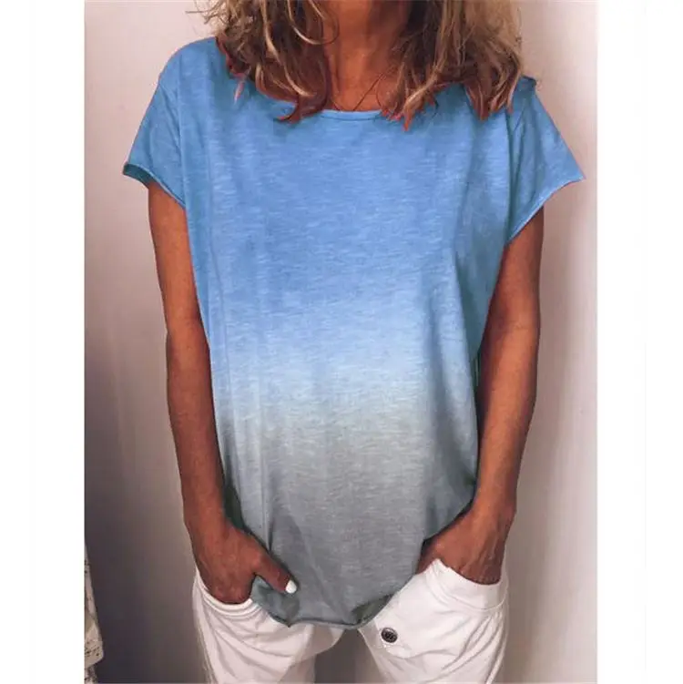 PEARL 2021 Summer Short Sleeve Gradient Casual Sport Ladies Top Women T-Shirt Women's Clothing
PEARL 2021 Summer Short Sleeve Gradient Casual Sport Ladies Top Women T-Shirt Women's Clothing