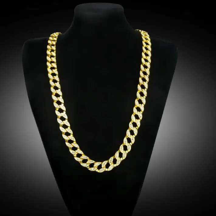 Iced CZ Cuban Link Rhinestones Necklaces Chain Gold Silver Luxury Bling Bling Jewelry Fashion Hiphop Necklace For Men Women, Gold,silver,black 
Iced CZ Cuban Link Rhinestones Necklaces Chain Gold Silver Luxury Bling Bling Jewelry Fashion Hiphop Necklace For Men Women, Gold,silver,black