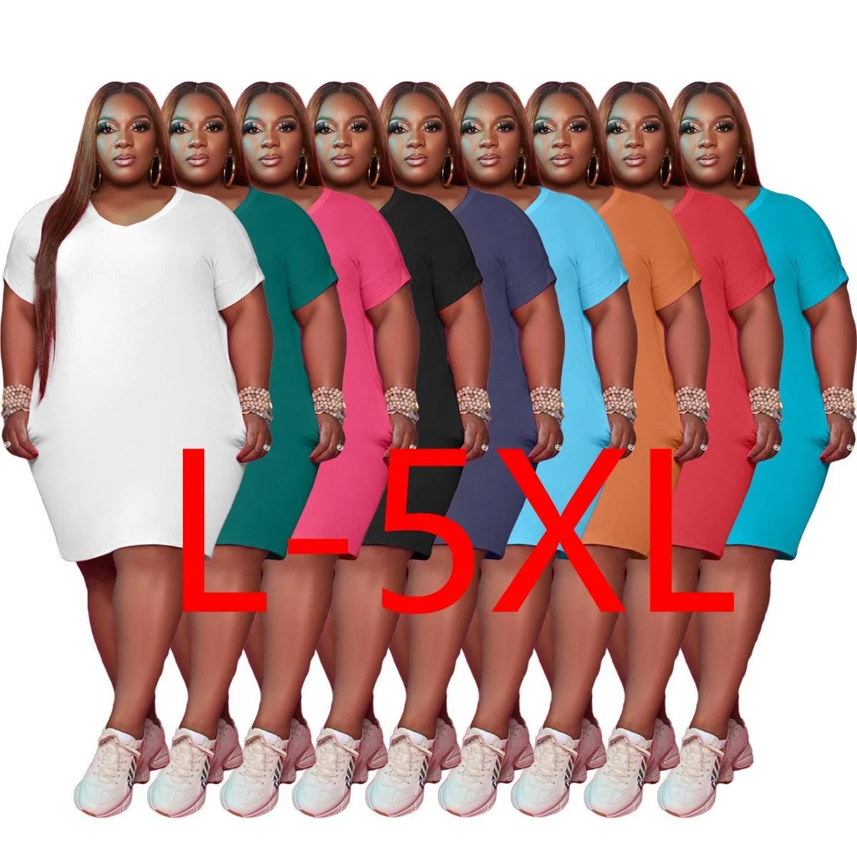 2021 Summer Womens Clothing Solid Color O-neck Plus Size Casual Dress For Women Skirt
2021 Summer Womens Clothing Solid Color O-neck Plus Size Casual Dress For Women Skirt