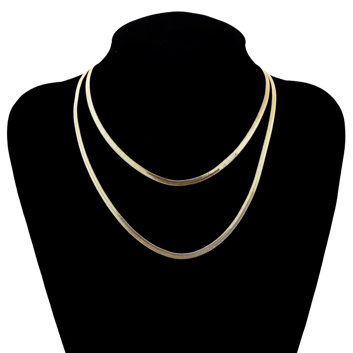 European Popular Real Gold Plated Metal Chain Necklace Double Layer Flat Snake Bone Chain Necklace
European Popular Real Gold Plated Metal Chain Necklace Double Layer Flat Snake Bone Chain Necklace