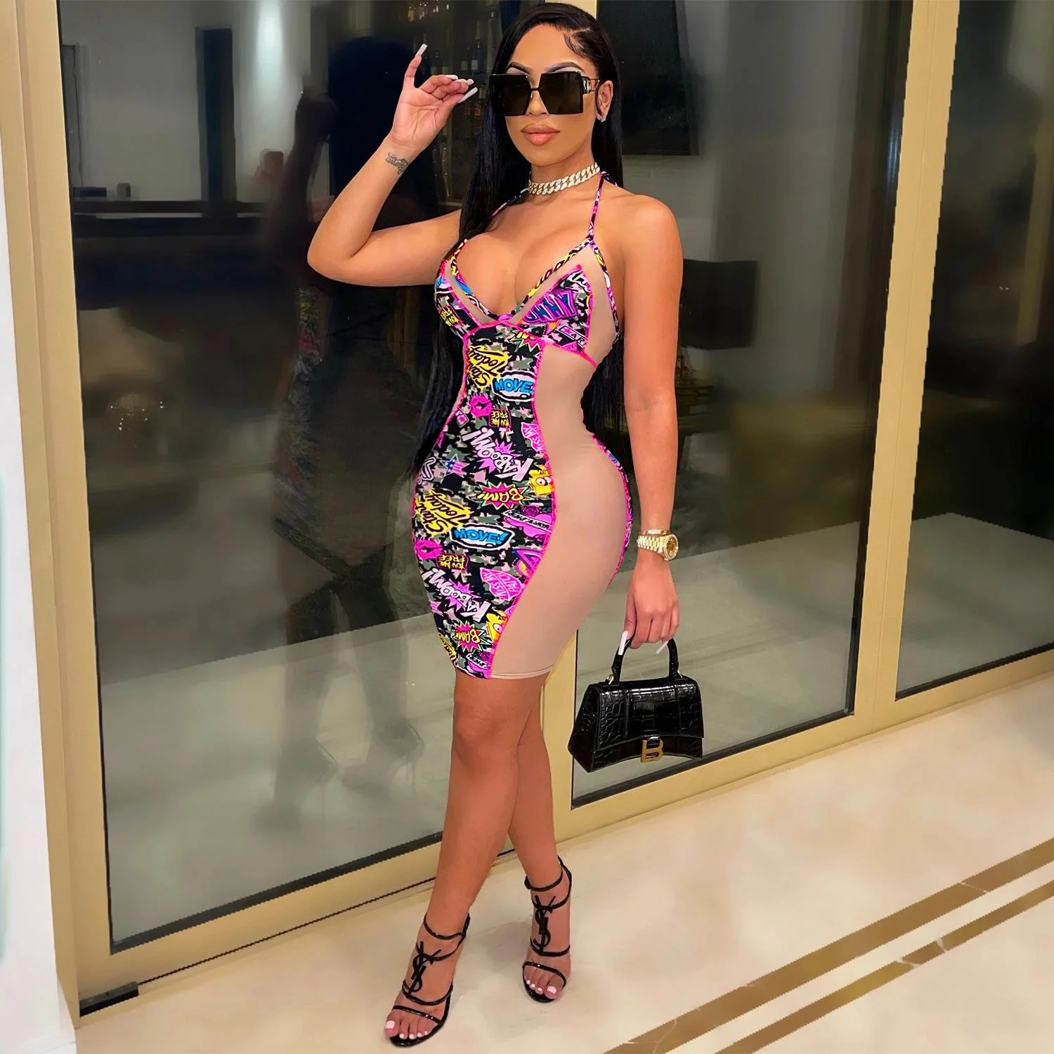 X02183S 2021 Sexy Women's Print Halter Backless See-Through Dress, Red/blue/rose red
X02183S 2021 Sexy Women's Print Halter Backless See-Through Dress, Red/blue/rose red