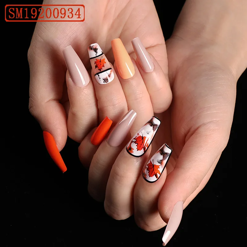 New Arrived Maple leaf nails coffin press on Ballerina nails press on tips artificial nails press on
New Arrived Maple leaf nails coffin press on Ballerina nails press on tips artificial nails press on