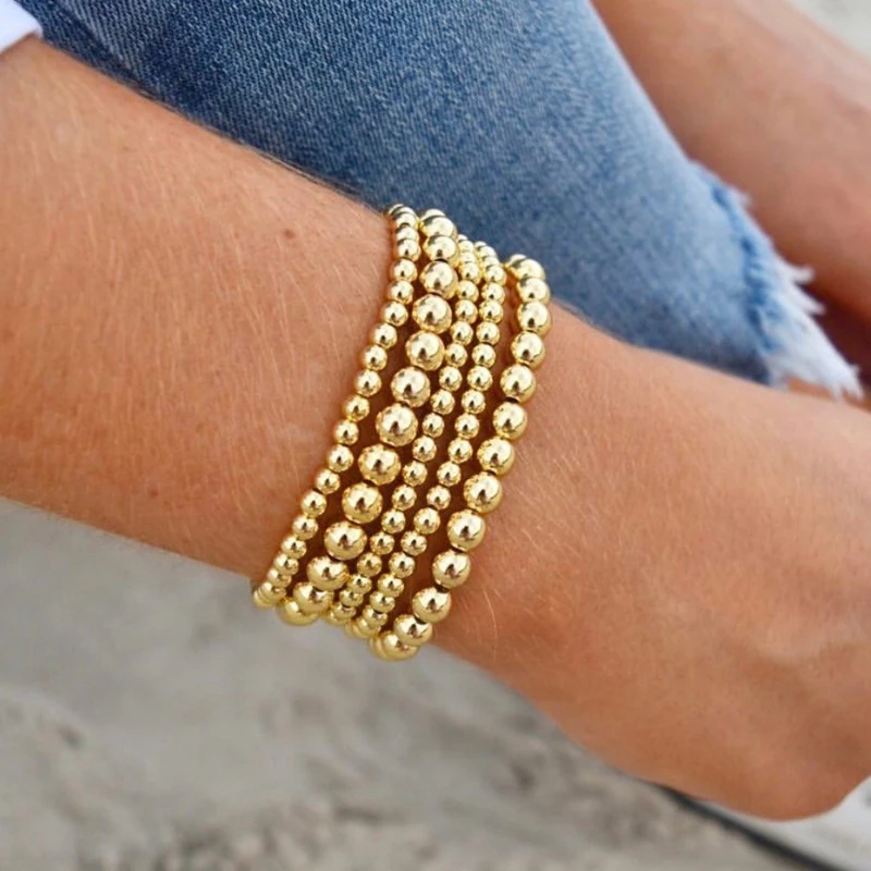 Wholesale 14K Gold Plated Beaded Bracelets Stackable Bracelets Women Bohemian Jewelry Charm Stretch Bracelet, Customized color
Wholesale 14K Gold Plated Beaded Bracelets Stackable Bracelets Women Bohemian Jewelry Charm Stretch Bracelet, Customized color