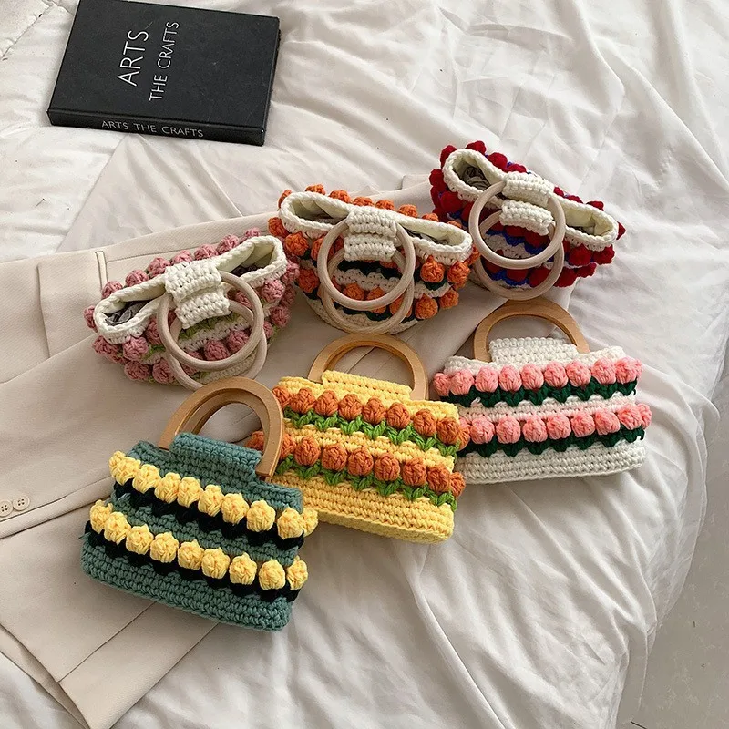 2022 summer knitted three-dimensional tulip flowers small fresh foreign style portable slung bucket bag tide fairy bag, One yellow, one green, 1 white, 2 pink, 2 orange, 2 red
2022 summer knitted three-dimensional tulip flowers small fresh foreign style portable slung bucket bag tide fairy bag, One yellow, one green, 1 white, 2 pink, 2 orange, 2 red