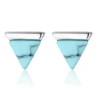 

New Personalized Simple Triangle Turquoise Stud Earrings 925 Sterling Silver Women Earrings Jewelry