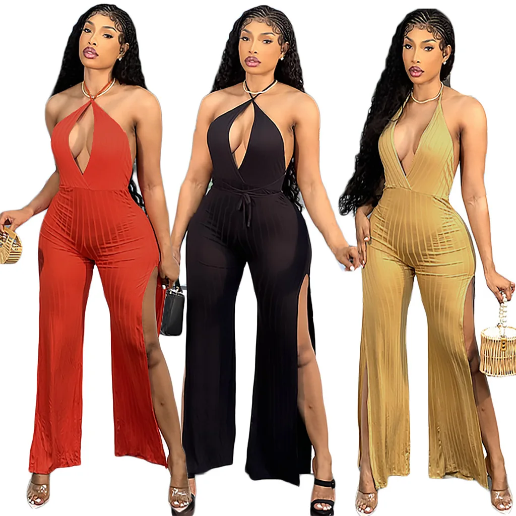 2021 Women Sexy Plus Size Pant Solid Color Bandage Romper Women One Piece Slits Fashion Jumpsuits
2021 Women Sexy Plus Size Pant Solid Color Bandage Romper Women One Piece Slits Fashion Jumpsuits