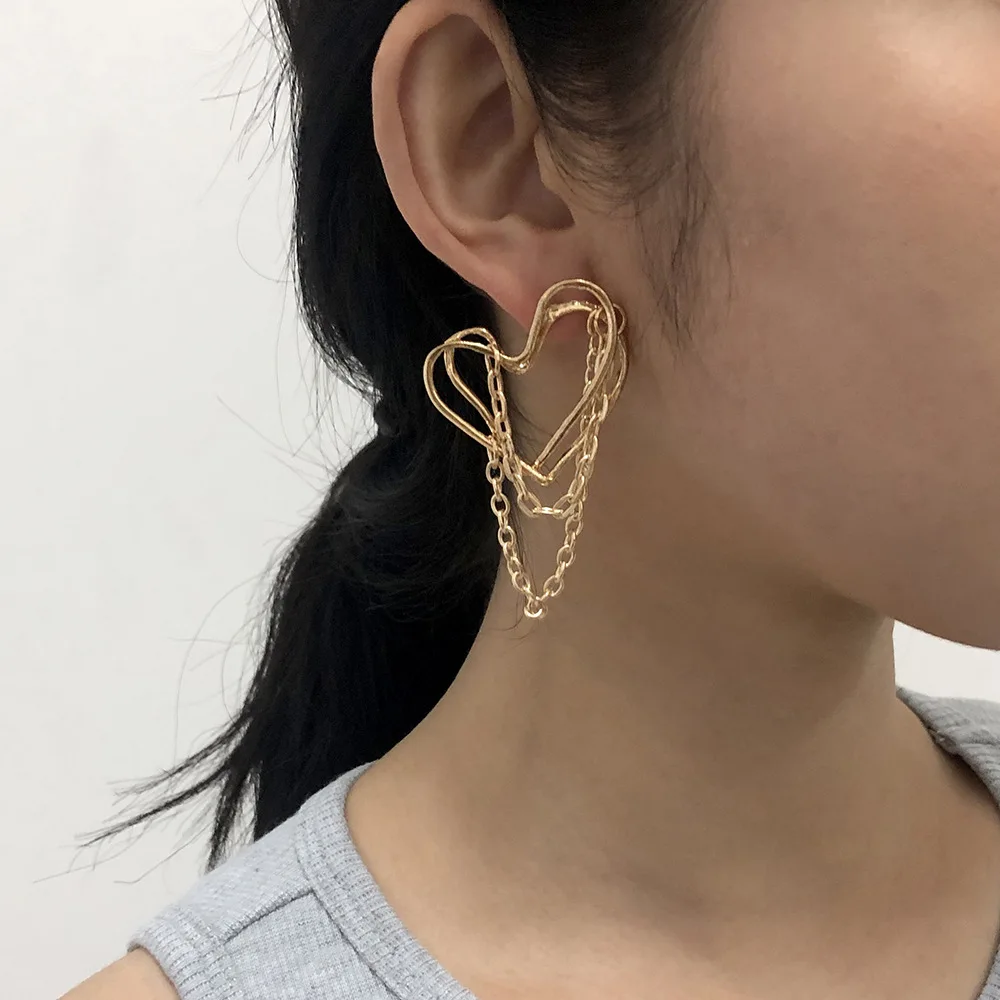 Double Heart Shaped Earring Alloy Long Chain Earrings Women Tassel Hoops For Earring Making
Double Heart Shaped Earring Alloy Long Chain Earrings Women Tassel Hoops For Earring Making