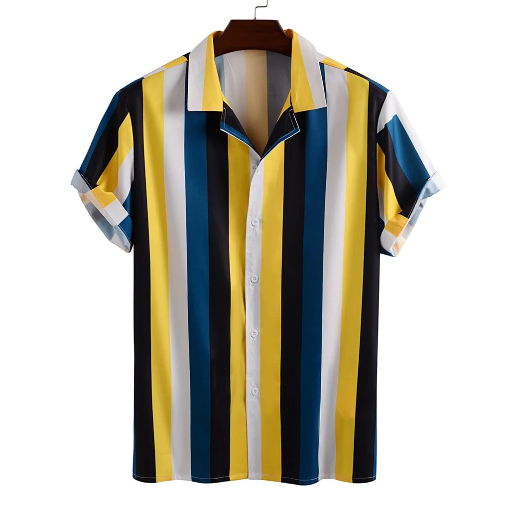 Summer Mens Shirt Top Casual Short Sleeve Hawaiian Shirts Stand Collar Strip Print Cool Thin Men Dress Male Clothing Tops
Summer Mens Shirt Top Casual Short Sleeve Hawaiian Shirts Stand Collar Strip Print Cool Thin Men Dress Male Clothing Tops