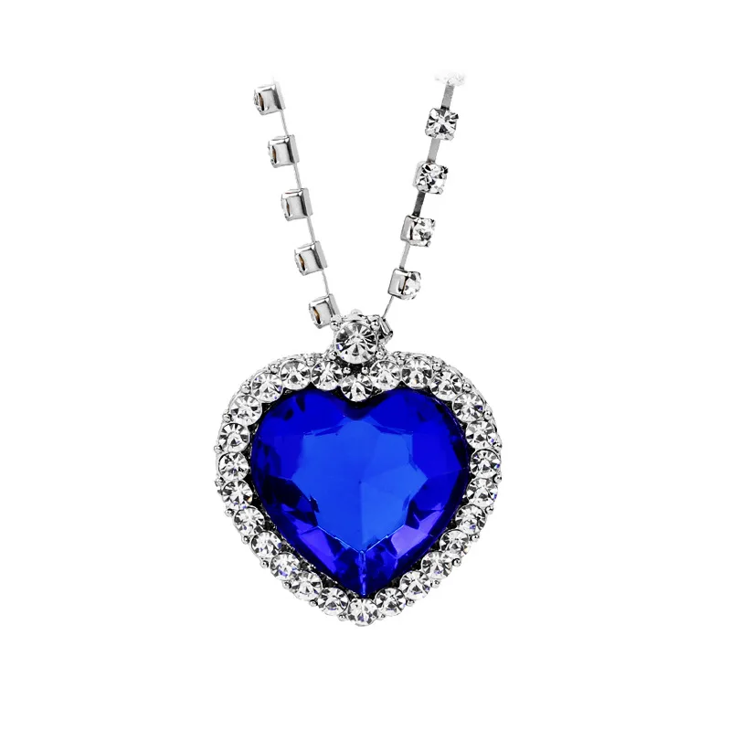 

Titanic Blue Heart Of The Ocean Necklace Love Forever Crystal Pendant Necklace