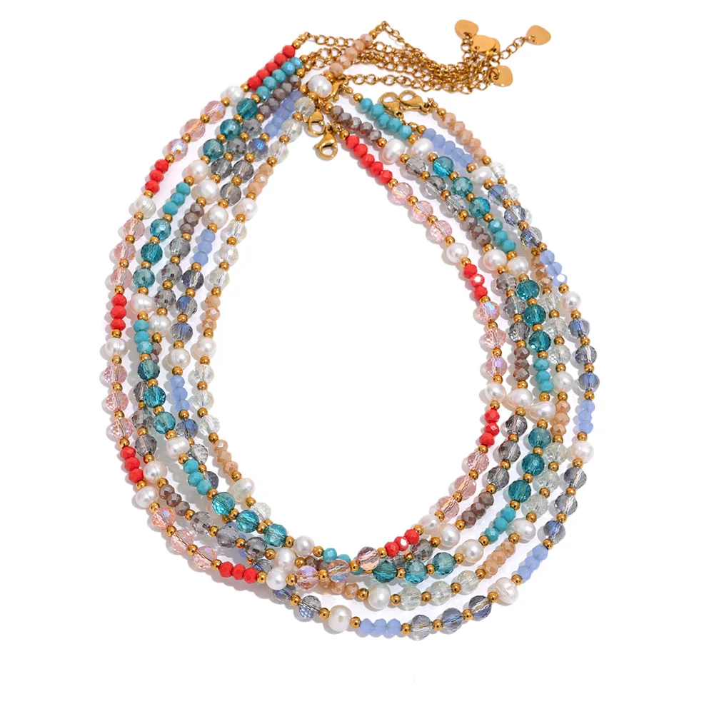 JINYOU 097 Colorful Crystal Natural Pearl Chain Stainless Steel Handmade Necklace Fashion Collar Summer Jewelry Women Bijoux
JINYOU 097 Colorful Crystal Natural Pearl Chain Stainless Steel Handmade Necklace Fashion Collar Summer Jewelry Women Bijoux