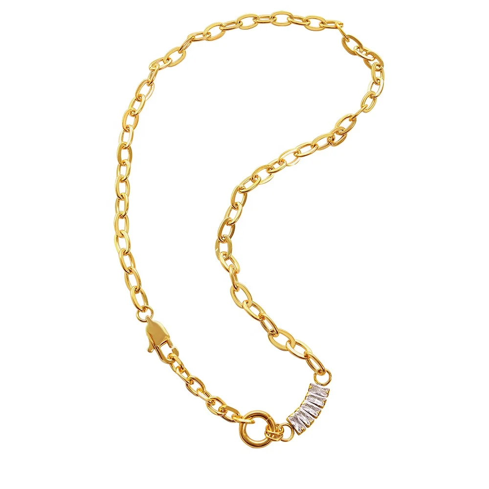 New Stainless Steel Zircon Lock Chain Necklace Stainless Steel 18K Gold Plated Jewelry
New Stainless Steel Zircon Lock Chain Necklace Stainless Steel 18K Gold Plated Jewelry