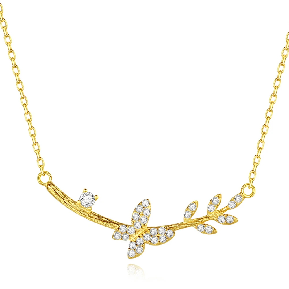 Daidan Zircon Jewelry Leaf Sterling Silver 925 Jewellery 18K Gold Plated Butterfly Necklace
Daidan Zircon Jewelry Leaf Sterling Silver 925 Jewellery 18K Gold Plated Butterfly Necklace