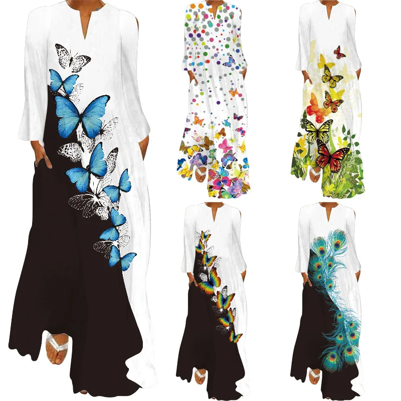 New design 3D butterfly Print Long sleeve Dress Summer 2021 fashion Women Casual elegant robe Female Dresses Vestido mujer 5XL
New design 3D butterfly Print Long sleeve Dress Summer 2021 fashion Women Casual elegant robe Female Dresses Vestido mujer 5XL
