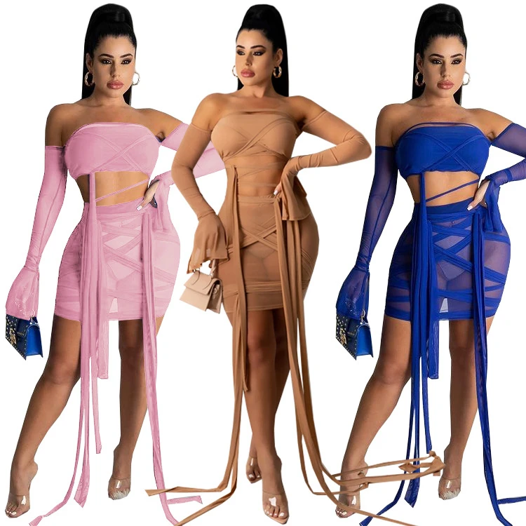 DUODUOCOLOR Solid color individuality fashion chest wrap tops hollow out bandage sexy summer two piece skirt set D98092
DUODUOCOLOR Solid color individuality fashion chest wrap tops hollow out bandage sexy summer two piece skirt set D98092