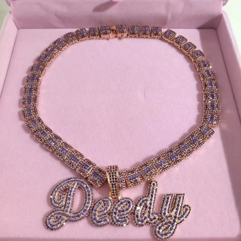Hip Hop Jewelry Custom Personalized Iced Out Name Pendant Logo Bling Letters Necklace with Square CZ Chain
Hip Hop Jewelry Custom Personalized Iced Out Name Pendant Logo Bling Letters Necklace with Square CZ Chain