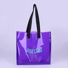 Ins fashion popular colorful standard size silk printing transparent pvc tote shopping bag