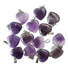 20mm Natural purple crystal Amethyst Heart-shaped Stone Pendants for Jewelry Making