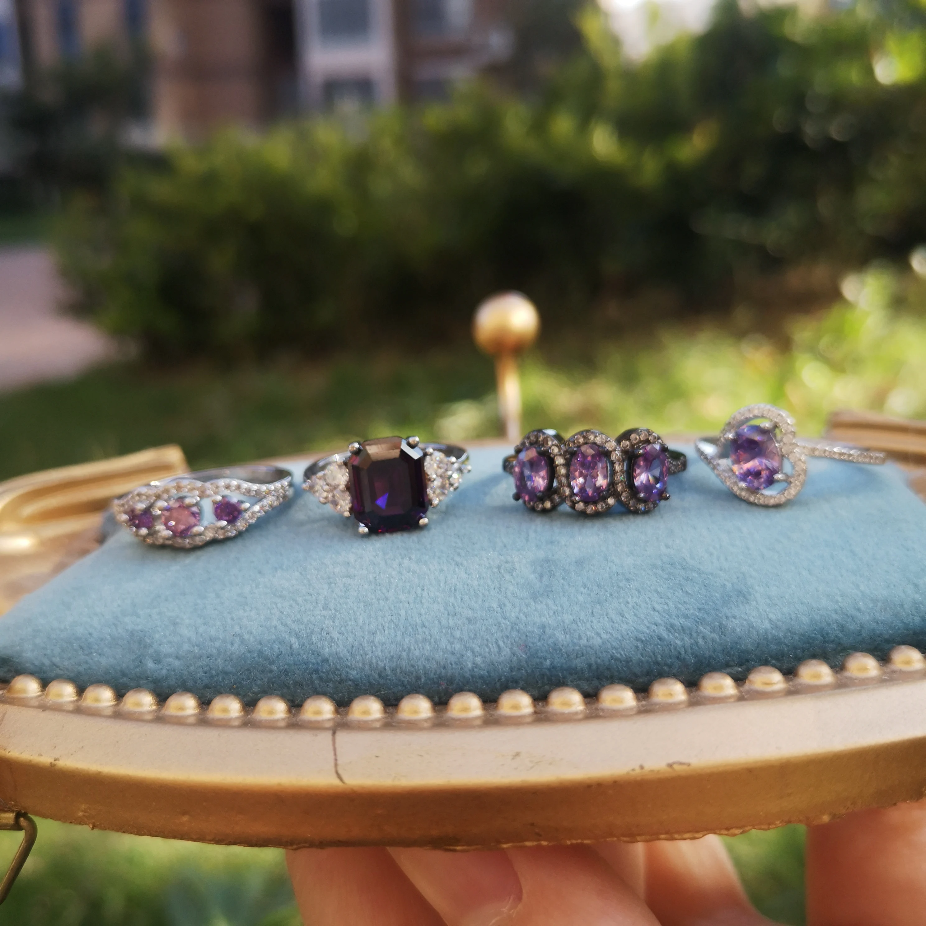 Jialin jewelry 2020 ins gemstone ring wedding fashion gold finger purple Crystal ring design for women
Jialin jewelry 2020 ins gemstone ring wedding fashion gold finger purple Crystal ring design for women
