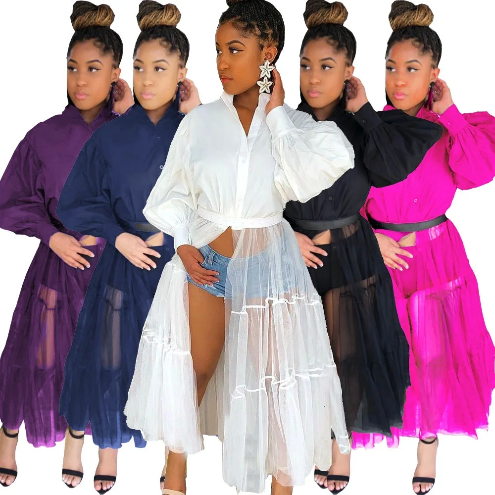 XX-L0315 2020 Fashion solid puff sleeve tulle shirt dress splicing club dress plus size sexy night dress, 5 colors
XX-L0315 2020 Fashion solid puff sleeve tulle shirt dress splicing club dress plus size sexy night dress, 5 colors