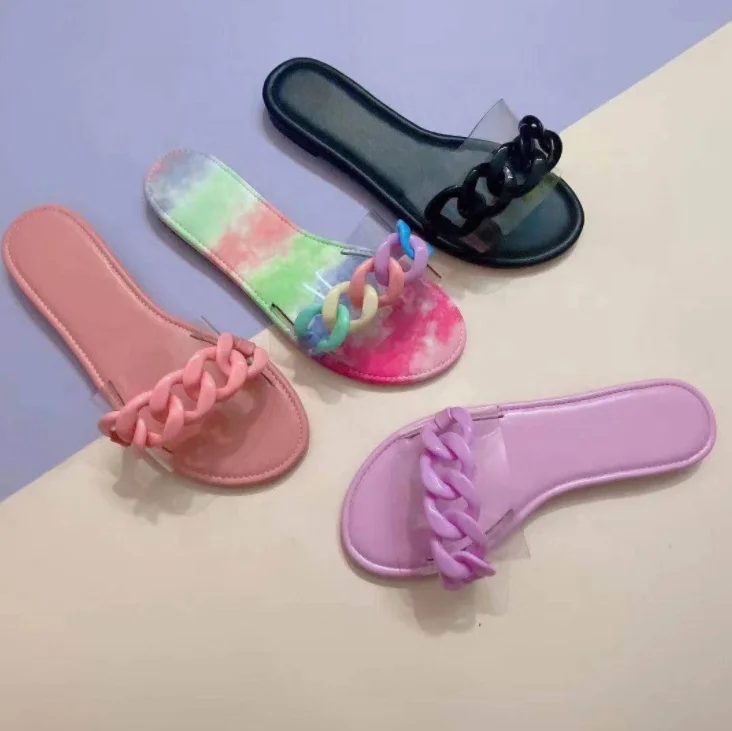2021 Summer Wholesale Customization New Style Tie-dye Sandals Colorful Clear Woman Chain Upper Decoration Slippers For Women, Picture color
2021 Summer Wholesale Customization New Style Tie-dye Sandals Colorful Clear Woman Chain Upper Decoration Slippers For Women, Picture color